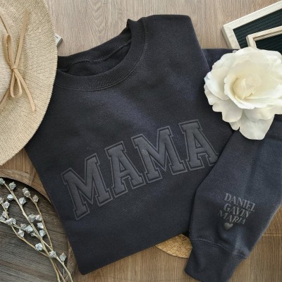Personalized Mama Sweatshirt with Kids Names on Sleeve New Mom Gift Unique Gifts for Mom Mother's Day Gift