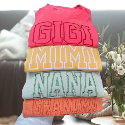 Personalized Grandma Embroidered Sweatshirt Hoodie Unique Gift for Grandma Mom Christmas Gifts