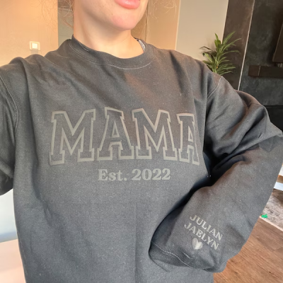 Custom Mama Sweatshirt with Kids Names on Sleeve Gift Ideas for Mom Grandma Mother's Day Gifts
