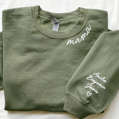 Custom Mama Sweatshirt Hoodie With Names On The Sleeve Gift For Mom Grandma Mother's Day Gift Ideas