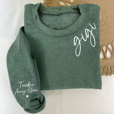 Personalized Gigi Embroidered Sweatshirt Hoodie with kids Names Mother's Day Gift