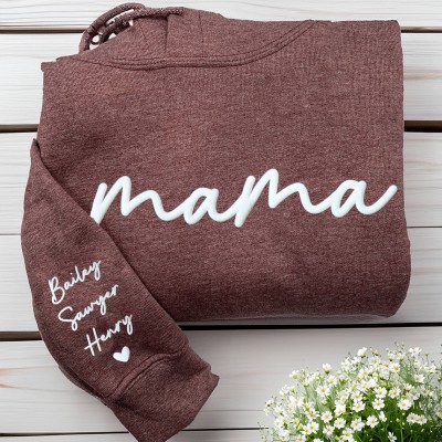Personalized Mama Sweatshirt with Kids Names on Sleeve Birthday Gift for Mom New Mom Gift Mother's Day Gift Ideas