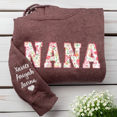 Personalized Nana Embroidered Sweatshirt Hoodie with Names Gifts for Mom Nana Christmas Gift for Grandma