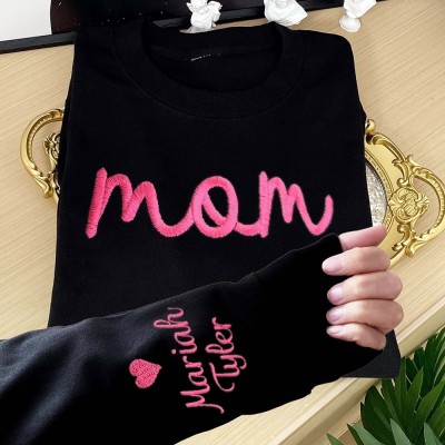 Custom Mama Embroidered Sweatshirt Hoodie With Date Gift Ideas For Mom Grandma