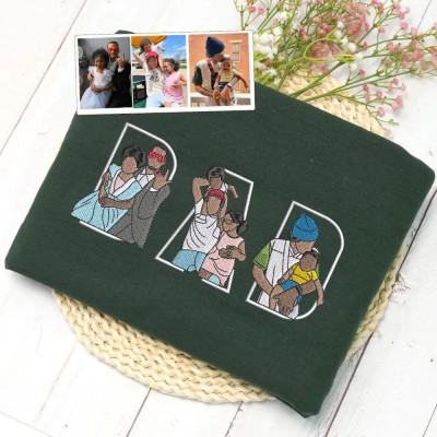 Custom Embroidered Photo Sweatshirt Hoodie for Dad Father's Day Gift Ideas