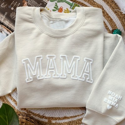 Personalized Mama Sweatshirt with Kids Names on Sleeve Birthday Gift for Mom New Mom Gift Mother's Day Gift Ideas