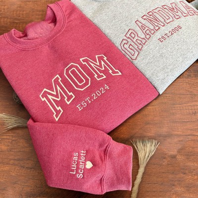 Custom Grandma Embroidered Sweatshirt Hoodie Unique Gift For Mom Grandma Christmas Gifts