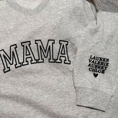 Personalized Mama Sweatshirt with Kids Names on Sleeve Birthday Gift for Mom New Mom Gift Mother's Day Gift Ideas