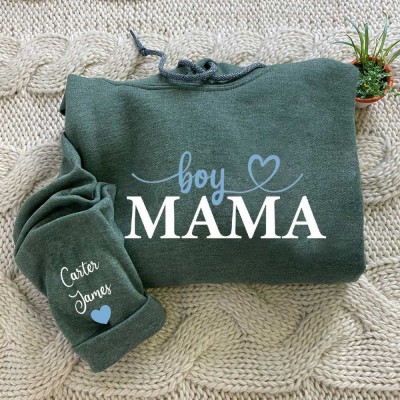 Personalized Boy Mama Sweatshirt with Kids Names on Sleeve for Mom New Mom Gift Momma Birthday Gifts Mother's Day Gift