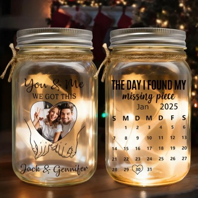 Personalized The Day I Found My Missing Piece Light Up Jars Keepsake Gift for Couple Anniversary Gift Valentine's Day Gifts