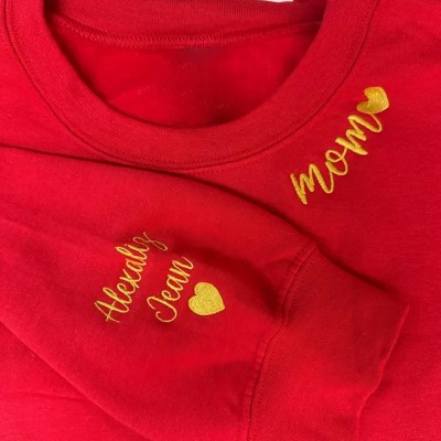 Personalized Mom Embroidered Sweatshirt with Kids Names on Sleeve New Mom Gift Unique Gifts for Mom Grandma Mother's Day Gift
