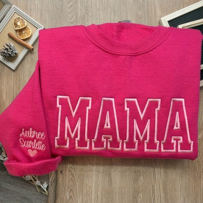 Personalized Mama Embroidered Sweatshirt Hoodie Unique Gift For Mom Grandma Christmas Gift Ideas
