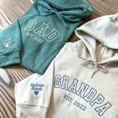 Custom Grandpa Embroidered Sweatshirt Hoodie With Date Father's Day Gift Ideas