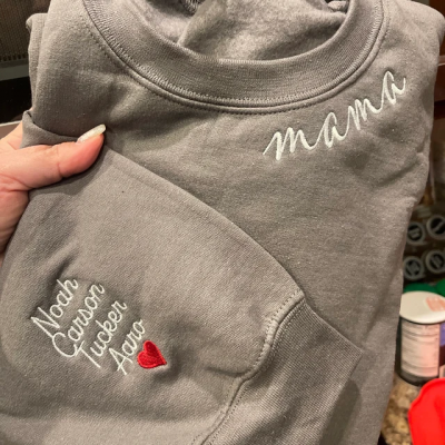 Personalized Mama Embroidered Sweatshirt Hoodie Mother's Day Gift