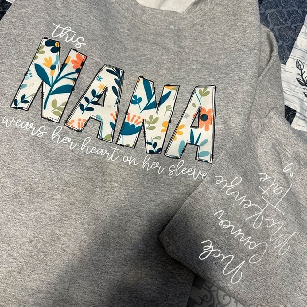 Custom Nana Embroidered Sweatshirt Hoodie with kids Names On The Sleeve Mother's Day Gift