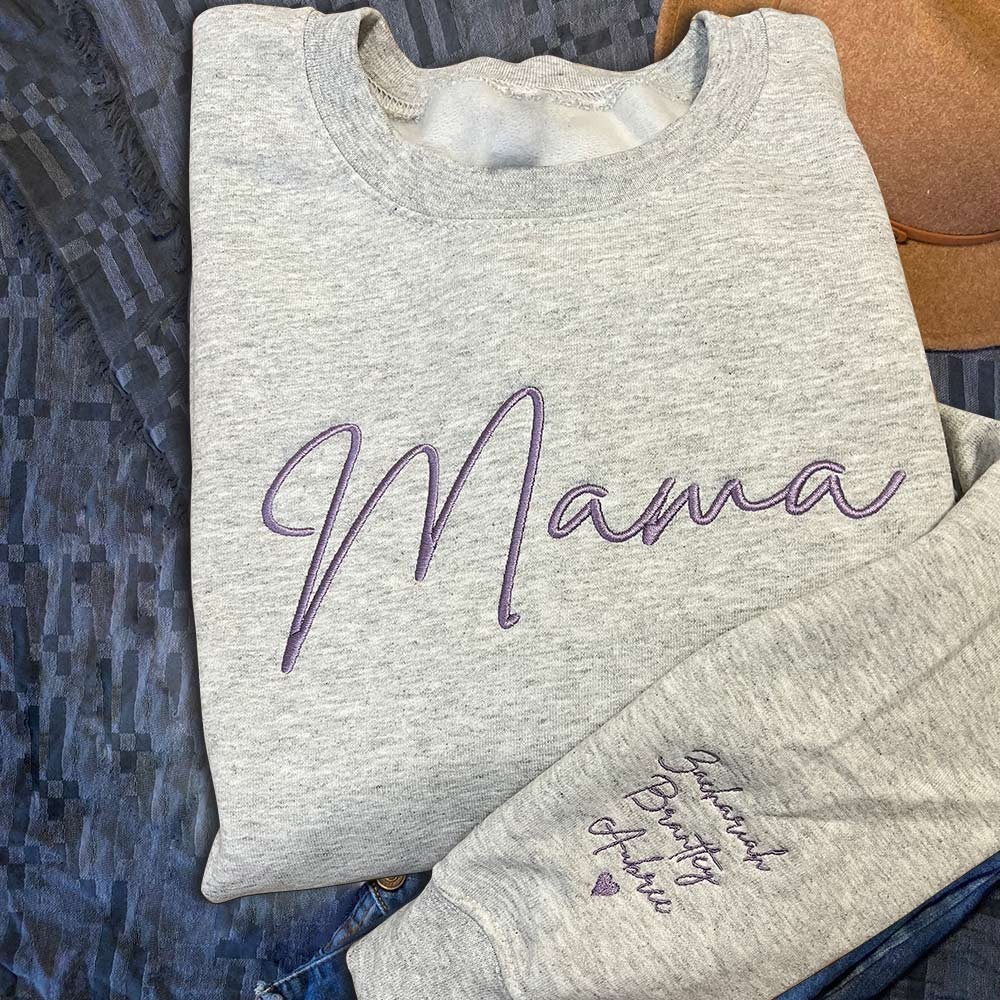 Custom Mama Embroidered Sweatshirt with kids Names Mother's Day Gift Ideas