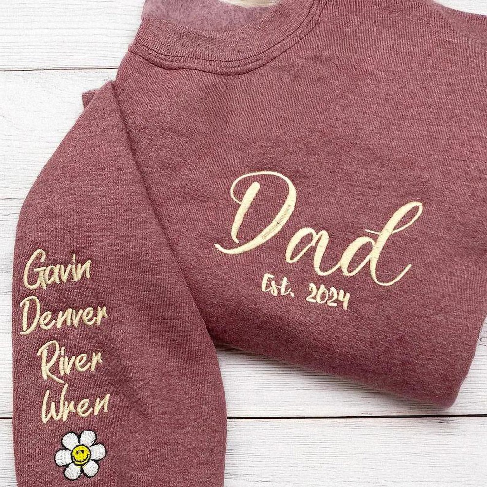 Personalized Dad Embroidered Sweatshirt Hoodie With Kids Names Unique Father's Day Gift Ideas