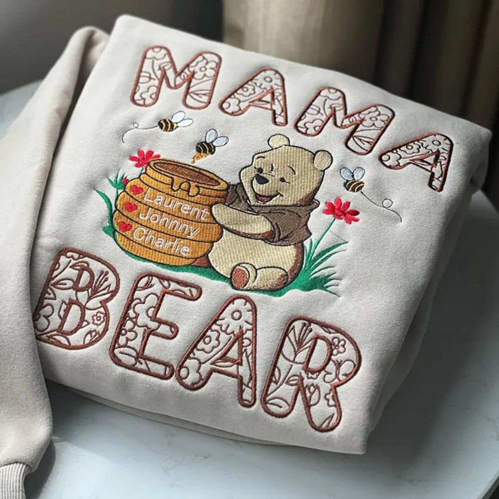 Custom Embroidered Mama Bear Sweatshirt Hoodie For Mother's Day Gift