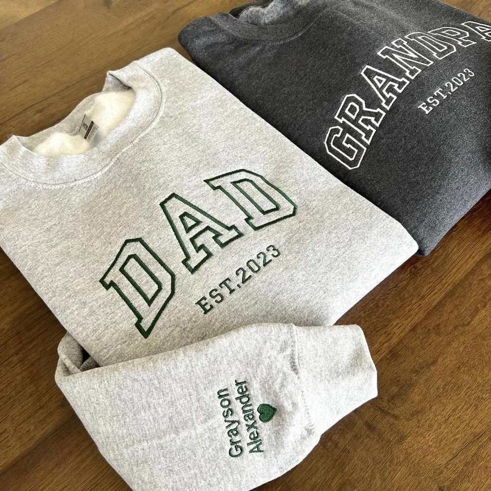 Personalized Dad Embroidered Sweatshirt Hoodie With Kids Names Unique Father's Day Gift Ideas