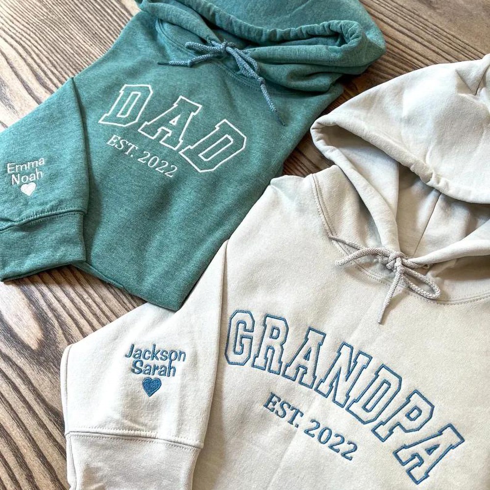 Custom Grandpa Embroidered Sweatshirt Hoodie With Date Father's Day Gift Ideas