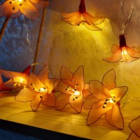 Pink Lily Fairy Lights Handmade Romantic String Lights for Bedroom Wedding and Christmas Gift Idea