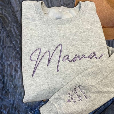 Custom Mama Embroidered Sweatshirt with kids Names Mother's Day Gift Ideas