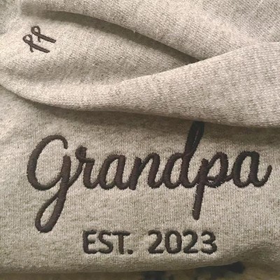 Custom Grandpa Embroidered Sweatshirt Hoodie With Date Father's Day Gift Ideas