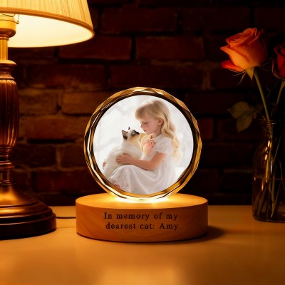 Personalized 3D Crystal Pet Photo Portrait Night Light Pet Memorial Gift Unique Christmas Gifts