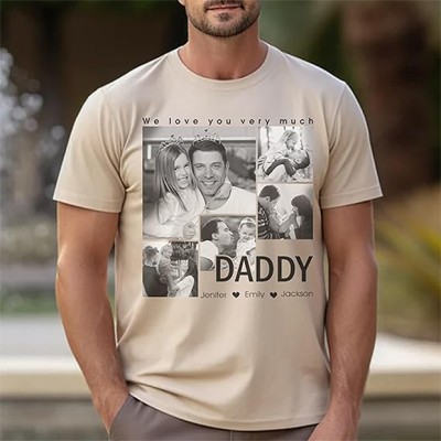 Personalized DADDY Sweatshirt T-Shirt Hoodie with Photos Unique Gifts for Dad Papa Father's Day Gift Idea