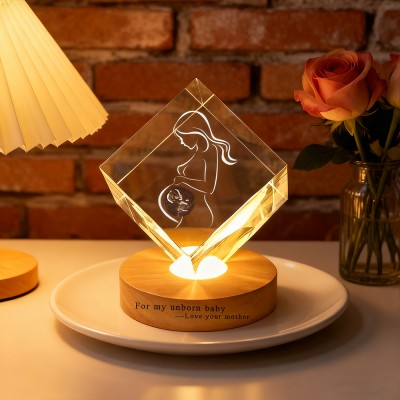Personalized 3D Crystal Baby Ultrasound Photo Portrait Night Light with Base New Mom Gift Christmas Gifts