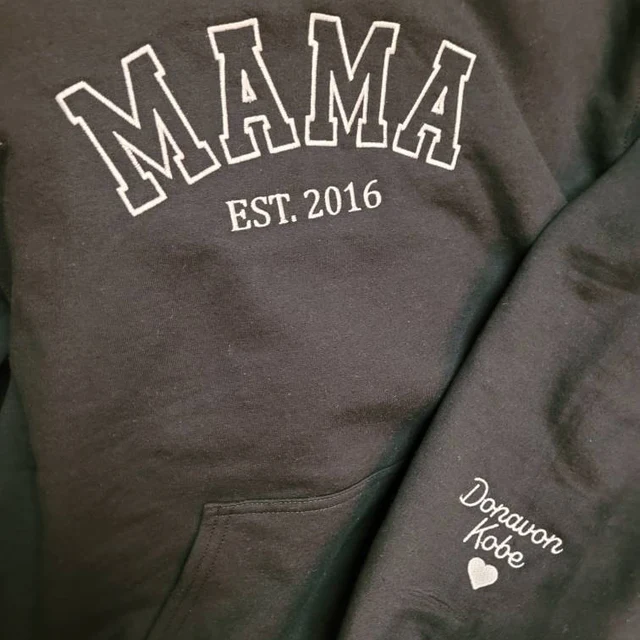 Personalized Mama Embroidered Sweatshirt Hoodie With Date Keepsake Gift For Mom Christmas Gifts