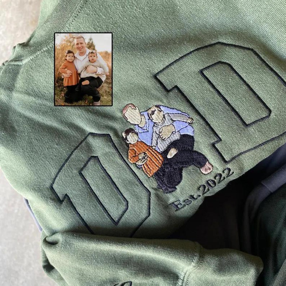 Personalized Dad Photo Embroidered Sweatshirt Hoodie Custom Keepsake Gift Father's Day Gift Ideas