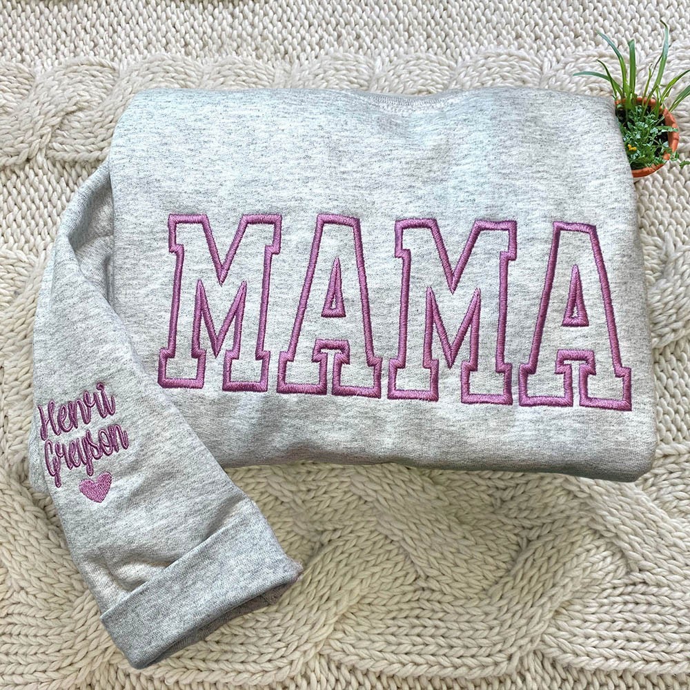 Custom Mama Embroidered Sweatshirt Hoodie Keepsake Gift For Mom Grandma Christmas Gift Ideas
