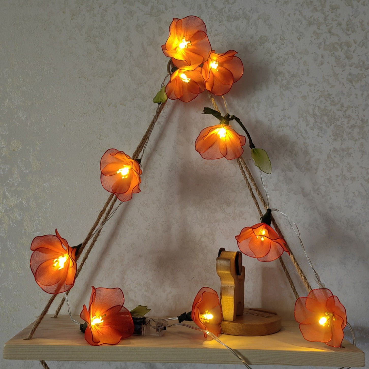 Handmade Cherry Blossom Fairy Lights Romantic Floral Garland Lighting for Bedroom Wedding and Christmas Gift Idea