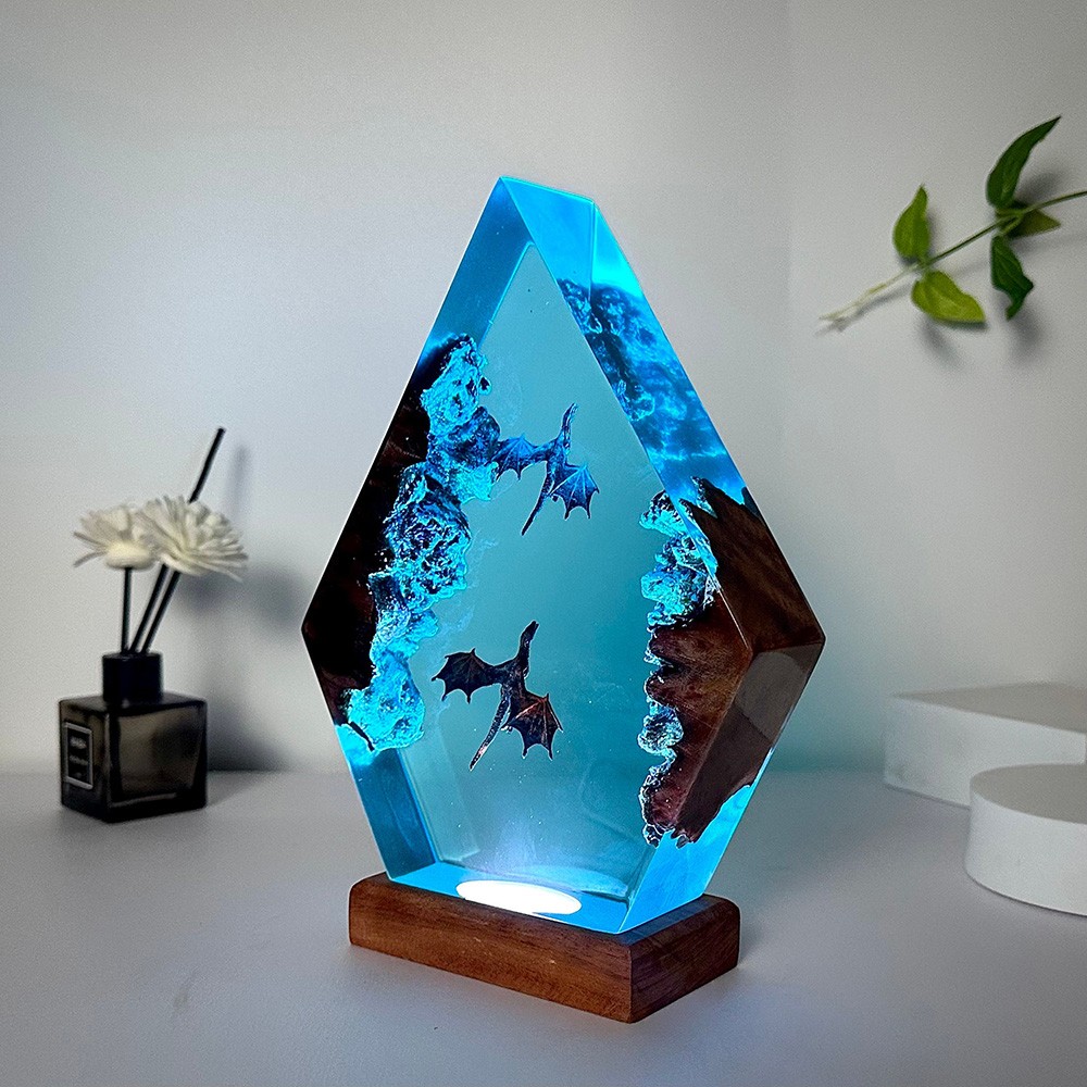 Lámpara de noche de resina con forma de dragón volador, regalo de Navidad