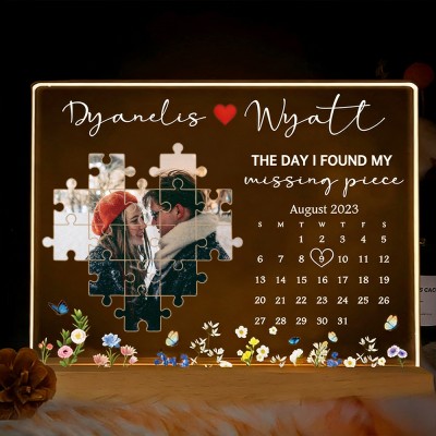 Personalized The Day I Found My Missing Piece Night Light Frame Keepsake Gift for Couple Anniversary Gift Valentine's Day Gifts