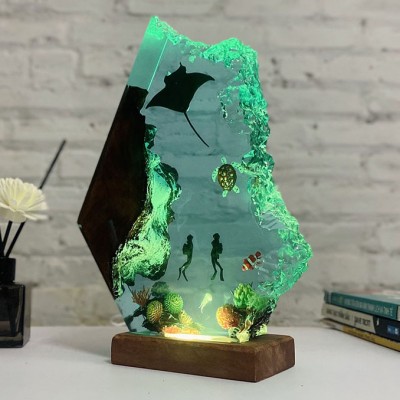 Venta caliente❗manta rayos y pareja de resina de buzo luz nocturna