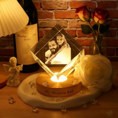 Personalized 3D Crystal Family Photo Portrait Night Light with Base Unique Family Gift Christmas Gifts